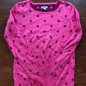 Old Navy hot pink polka dot sweater. S